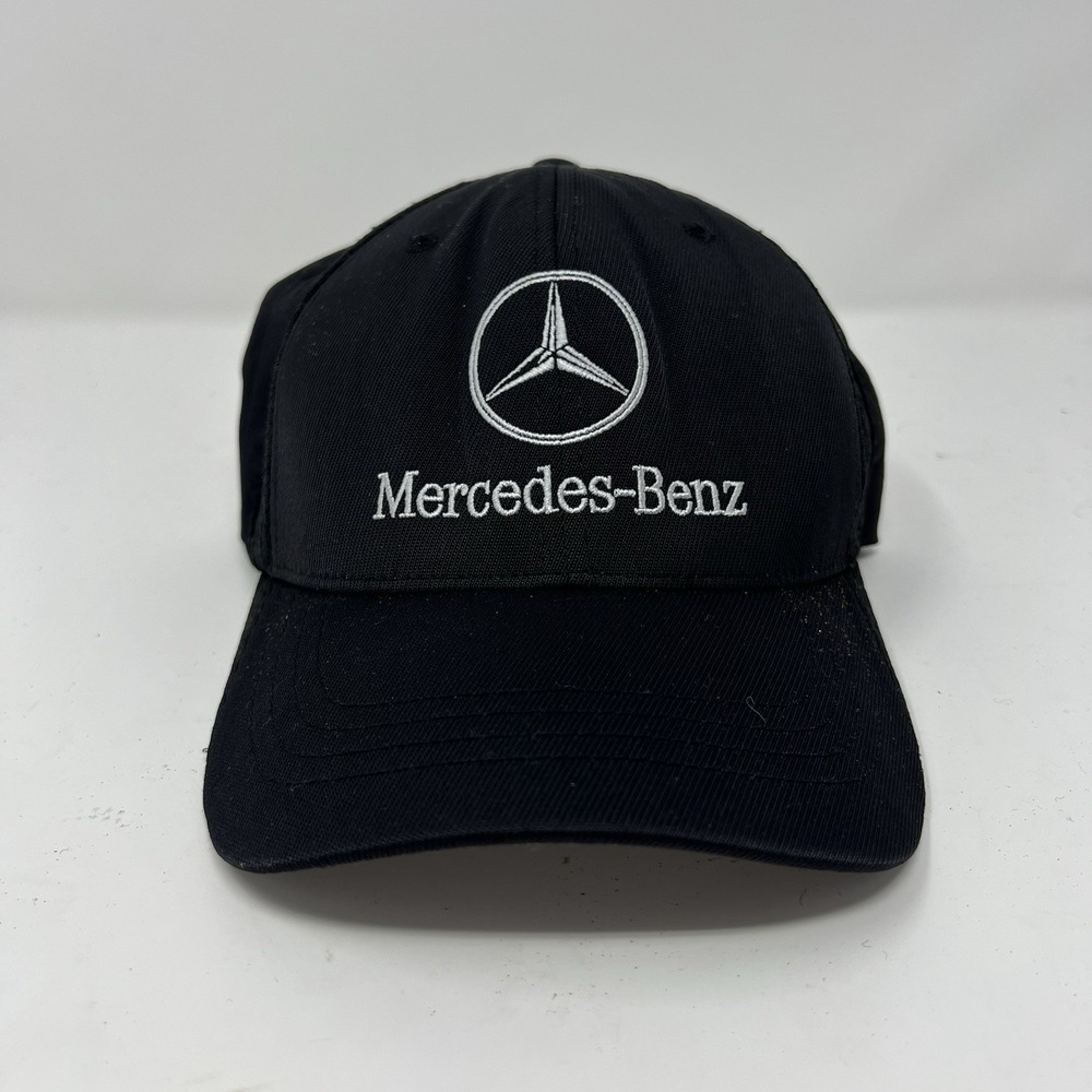 Vintage Mercedes Hat Cap Black Mens Size L/XL 90s Y2K Flexfit Stretch Driving